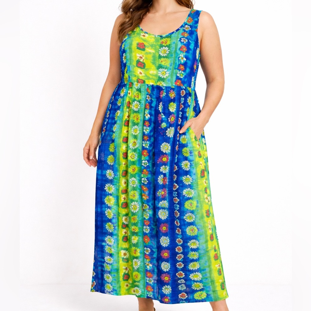 Jams World Flower Track Maxi Dress XL Tropical Floral Rayon